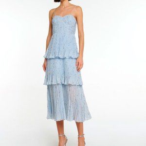 Self Portrait Metallic Floral Tiered Dress